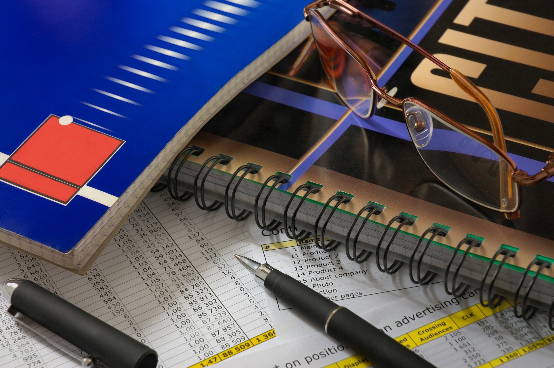 Glasses, Pen, Books