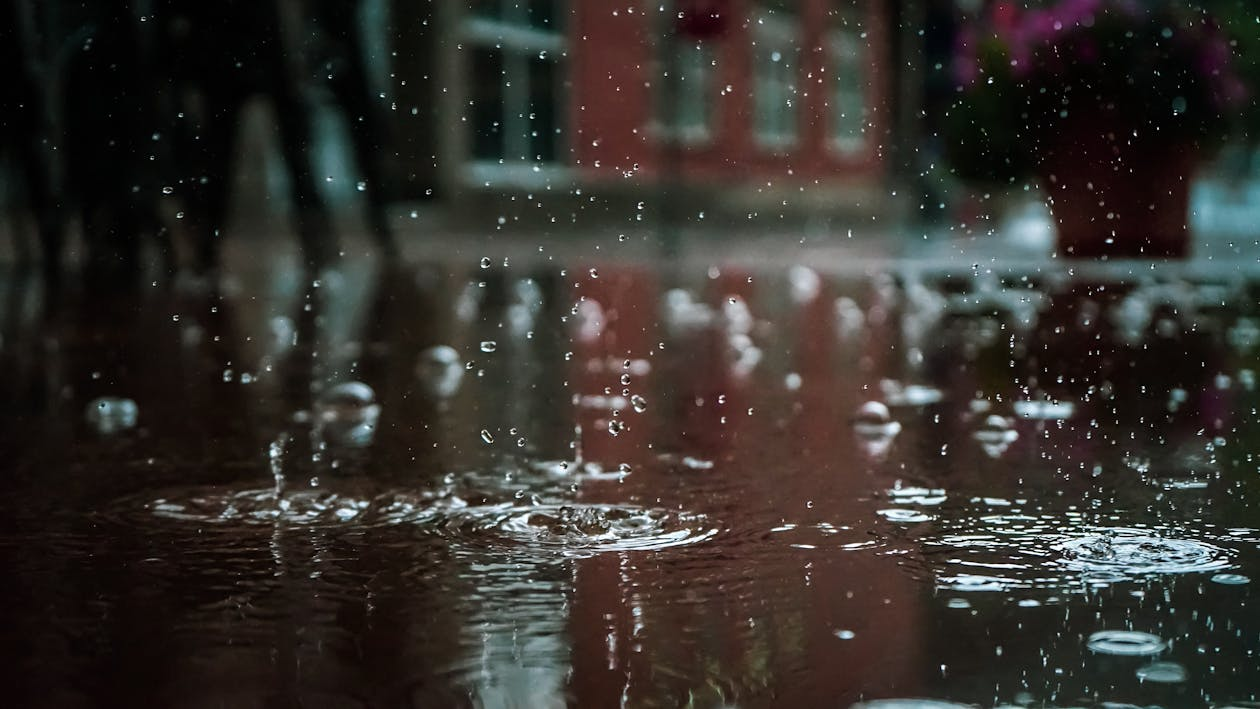 Raindrops Falling in a Pond